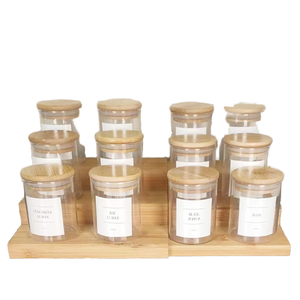 12 या एकल आइटम सीज़निंग बॉक्स बांस ढक्कन ग्लास मसाला बॉक्स के साथ स्टिकर कस्टम पैकिंग राउंड सुरक्षा भंडारण कंटेनर - Product Image 4