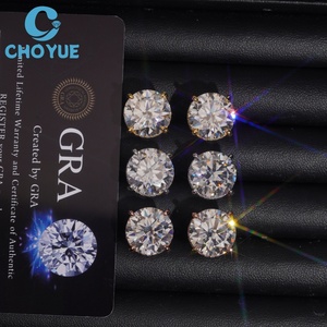 Hot Sale Big Size Brilliant Cut GRA Moissanite <b>Stud</b> Earrings Real 925 <b>Silver</b> Gold Plated Claw Setting Screw Back <b>Stud</b> Earring - Product Image 5