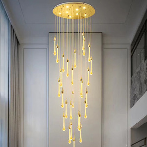 Zeal Lighting Modern Decorative Led Staircase Pendent Gold <b>Crystal</b> <b>Chandelier</b> <b>Light</b> for villa - Product Image 1