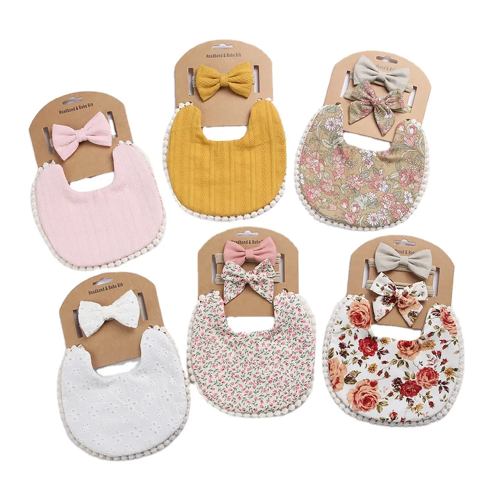 3 teil/satz Infant Baby Girl Lätzchen Doppelseite Baumwolle Stickerei Lätzchen Kleinkind Speichel Handtuch Fütterung Rülpsen Fütterung Kid Set Custom