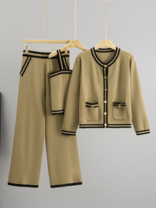 Vestitino da donna lavorato a maglia in 3 pezzi 2025 elegante maglione anteriore aperto con canottiera e pantaloni larghi larghi - Product Image 6