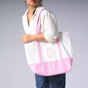 Unisex Custom Logo Eco-Friendly Weekender Canvas Tote <b>Bag</b> Reinforced Letter Handle Zipper Closure Perfect Shopping <b>Gift</b> for - Product Image 4