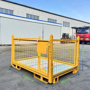 Ağır galvanizli çelik depolama kafesi palet kutusu <span class=keywords><strong>Metal</strong></span> kafes kaynağı için elektrostatik toz boyama istiflenebilir katlanabilir - Product Image 2