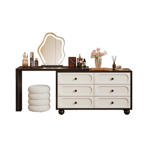 Tocador y Cómoda Integrados de Estilo Retro Francés, <span class=keywords><strong>Escritorio</strong></span> de Maquillaje Minimalista y Mueble de Almacenamiento para el Pie de Cama para Dormitorios Pequeños - Product Image 2