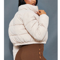 OEM Blouson d'hiver matelassé pour femme, coupe courte, taille haute, col montant, style bomber aviateur