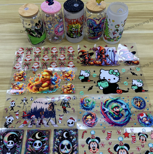 Autocollant de dessin animé personnalisé UV DTF prêt à transférer pour 20 oz 16oz tasses tasses gobelets autocollants lavables de Noël - Product Image 2