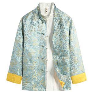 Herfst Nieuwe Heren <span class=keywords><strong>Chinese</strong></span> Stijl Tang Pak Katoenen Linnen Jacquard Jas Met Verbeterde Retro Nationale Trend Kraag Shirt - Product Image 6