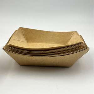 Boîte d'emballage jetable en forme de bateau, plateau alimentaire en papier kraft pour barbecue, collation, hot-dog, frites - Product Image 1