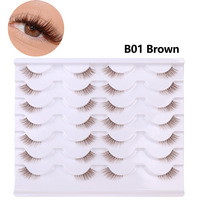 Meilleures ventes : 14 paires de demi-cils style œil de chat ailé, naturels et effilés, en fibre synthétique, pour la vente en gros