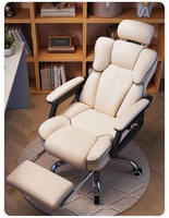 Chaise de bureau moderne et confortable en cuir avec dossier pivotant, réglage de la hauteur, protection lombaire et repose-pieds pour usage domestique