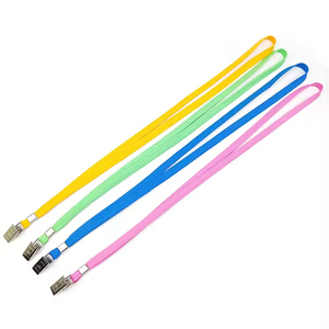 Neck Strap Polyester Plain Cotton Lanyard Polyester Nylon Printed Keychain Lanyard with Id Card Badge Holder