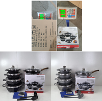 Set Peralatan Masak Granit Anti Lengket 15 PCS, Panci 20/24/28/32cm dan Wajan 28cm dengan Sarung Tangan dan Apron, Perlengkapan Dapur, Alas Anti Lengket