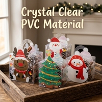 Boîte cadeau en PVC transparent avec poignée pour Noël, boîte d'emballage pour bonbons et biscuits pour les fêtes de Noël, boîtes à friandises pour chocolat et biscuits
