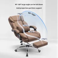 Chaise de bureau ergonomique de luxe supérieur Patron jambes en métal accoudoirs exécutifs chaises de bureau en cuir PU