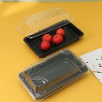 Japanse sushi-schaal, composteerbare plastic sashimi-doos, afhaallocatie voor eten, kleine zwarte plastic doos