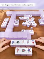 Tuiles de Mahjong OEM/ODM haut de gamme pour usage domestique, sélectionnées à la main, en acrylique cristallin violet gelée, taille moyenne, design élégant