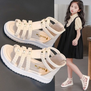 Sandalias de Niña, Estilo Veraniego, Punta Abierta, Zapatos de Princesa con Suela Suave, Zapatos Romanos de Caña Alta para Niñas de 10 Años - Product Image 2