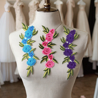 Appliques en dentelle 3D multicolores de luxe, brodées, en forme de rose et de cœur, en PVC, à coudre, pour le bricolage, en feutre non tissé, pour chapeaux