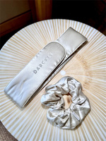 Bandeau réglable en satin de soie pour femmes, maquillage, bandeau velcro pour le lavage du visage, bain, logo brodé