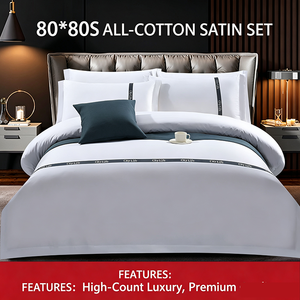 Juego de Ropa de Cama de <span class=keywords><strong>Hotel</strong></span> Económico de Tela Cepillada, 4 Piezas, Lujo Hotelero, 100% Algodón Blanco, Juego de Sábanas - Product Image 5