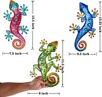 Oniya Lot de 3 figurines de gecko en métal pour décoration de jardin, lot de 4 ornements suspendus élégants pour intérieur et extérieur, cadeau de fête