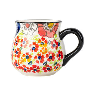 Tasse à café en céramique rétro isolée créative avec poignée, motif floral peint à la main, résistante au micro-ondes, vente chaude - Product Image 5