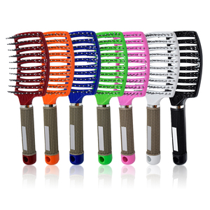 <span class=keywords><strong>Brosse</strong></span> à cheveux démêlante ventilée pour femmes, en poils naturels et nylon, pour cheveux bouclés et humides, avec fonction de massage du cuir chevelu, idéale pour salon - Product Image 2