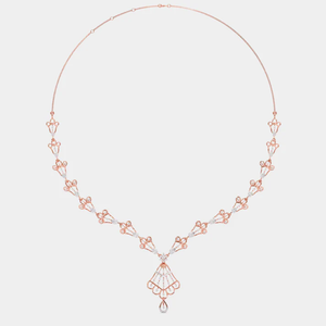 Collar clásico de oro rosa antiguo con diamantes, elegante joya llamativa con piedras brillantes para novias, bodas y fiestas. - Product Image 2