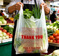 Sac en plastique à poignées type T-shirt pour courses et remerciements – Offre Spéciale