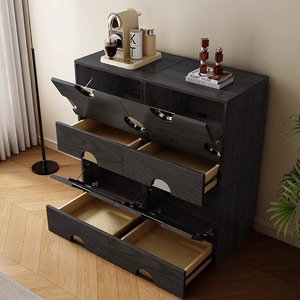 Commode en bois massif, style moderne et minimaliste, pour chambre à coucher, type armoire de rangement sur pied - Product Image 4