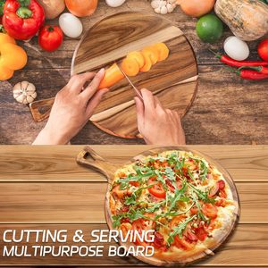 Nhà Máy Bán Buôn Thiết Kế Mới Hình Tròn Bằng Gỗ Bánh Pizza Phục Vụ Hội Đồng Quản Trị Dày Gỗ Keo Cắt Hội Đồng Quản Trị Tự Nhiên Thớt Heo - Product Image 3