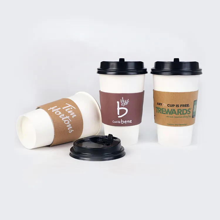 coffee house custom made printed 10oz 12oz 16oz disposable coffee paper cups with ps lids