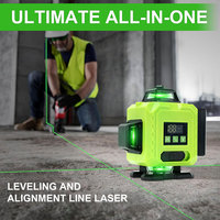 Niveau laser 16 lignes 4D 360° avec trépied °   Laser à ligne croisée vert auto-nivelant pour la construction, la rénovation de la maison, la pose de carrelage