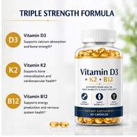 OEM ODM Marque Privée Complexe Vitamine D3 K2 B12 60 Capsules Santé Osseuse Soutien Immunitaire Complément Alimentaire Vente en Gros