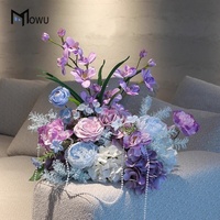 Décorations florales de table de mariage, ambiance haut de gamme, fleurs d'orchidées artificielles en soie, arrangements de fleurs artificielles violettes