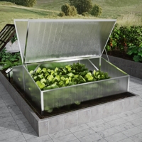 Modernes Mini-Hochbeet mit Aluminiumrahmen, Dreieckig, Gewächshaus mit Aufklappbarer Polycarbonat-Abdeckung, UV-Schutz, für den Garten