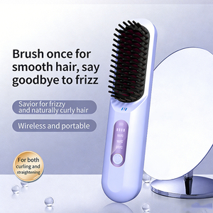 Brosse lissante chauffante sans fil PTC, dents en acier inoxydable, ions négatifs, 3 réglages de chaleur, rechargeable par USB, peigne portable - Product Image 5