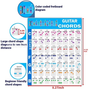 Poster e Tabella di <span class=keywords><strong>Accordi</strong></span> per <span class=keywords><strong>Chitarra</strong></span> Stampati per Principianti - Esercitati con le Tabelline dei Dita per Strumenti Musicali - Product Image 1