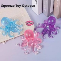 Juguetes Blandos de Pulpo Transparentes al por Mayor, Juguetes Antiestrés de TPR con Lentejuelas en Forma de Estrella, Juguetes Sensoriales para Aliviar la Ansiedad, 8cm, 14+