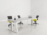 KALN Bureau de travail modulaire ouvert moderne, convertible, cloison ergonomique, poste de travail pour 2/4/6/8 personnes, en bois, imperméable, pour la maison
