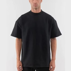 T-shirt surdimensionné de luxe pour homme en coton épais 100 % de haute qualité, col montant, coupe ample et structurée - Product Image 1