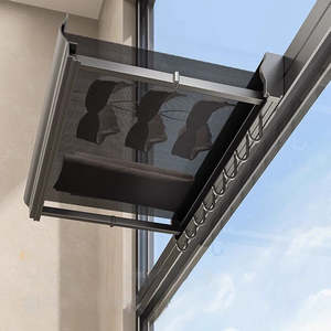 Red de secado de ropa de aluminio retráctil Ropa de pared de baño no perforada Tendedero plegable con gancho - Product Image 4