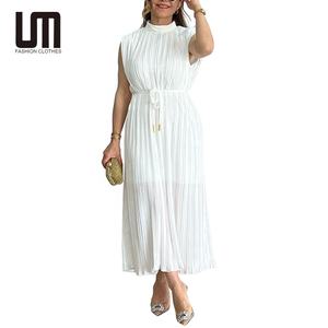 Liquidación <span class=keywords><strong>de</strong></span> Productos <span class=keywords><strong>de</strong></span> Moda al por Mayor, Elegante Vestido <span class=keywords><strong>de</strong></span> Noche Formal Blanco con Cordones y Pliegues para Mujer - Product Image 2