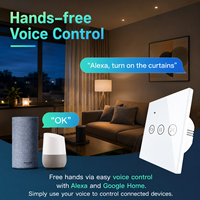 Interrupteur tactile intelligent WiFi UBARO Tuya pour rideaux, panneau en verre trempé pour moteur de volet roulant, compatible avec Alexa et Google Home