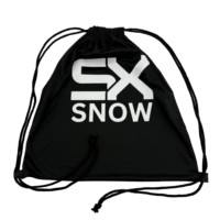 Sac à dos à cordon en microfibre noire 40x45cm avec logo personnalisé pour casque de ski et articles de sport