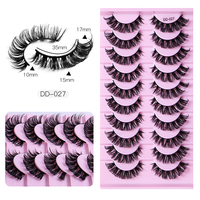 Ciglia Finte 3D in Visone Sintetico Best Seller, Curva Profonda a D, Ciglia a Striscia Stile Russo Simili alle Extension