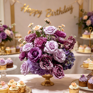 Reusable Anti-Fade Gradient Purple <b>Table</b> Flower Wedding Welcome Sign Wedding Cake <b>Table</b> Decor - Product Image 3
