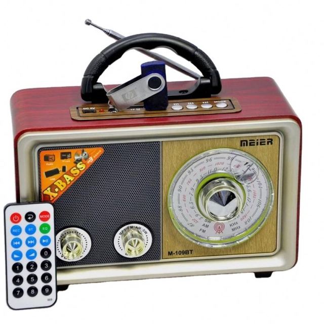 MEIER M-109BT FM AM SW 3 Band Vintage Retro Radio Wooden Radio With USB SD TF Mp3 Player Blue Tooth Speaker