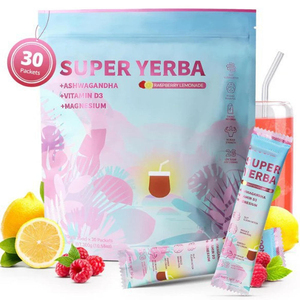 Yerba Mate en Polvo, Polvo de Té de Limonada de Frambuesa, Apoyo para la Concentración y la Salud Intestinal, 30 Porciones Super Yerba - Product Image 1