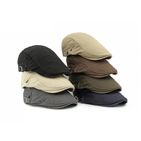 Venta al por mayor sólido en blanco Newsboy sombreros para hombres gorra plana 100% sarga de algodón ajustable ligero irlandés taxista hiedra conducción sombrero de caza